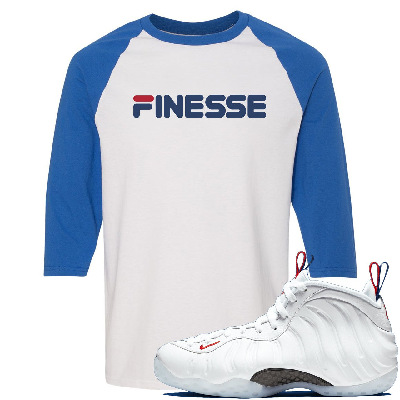 USA One Foams Raglan T Shirt | Finesse, White and Blue