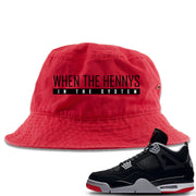 This red and black bucket hat will match great with your Air Jordan 4 Bred shoes