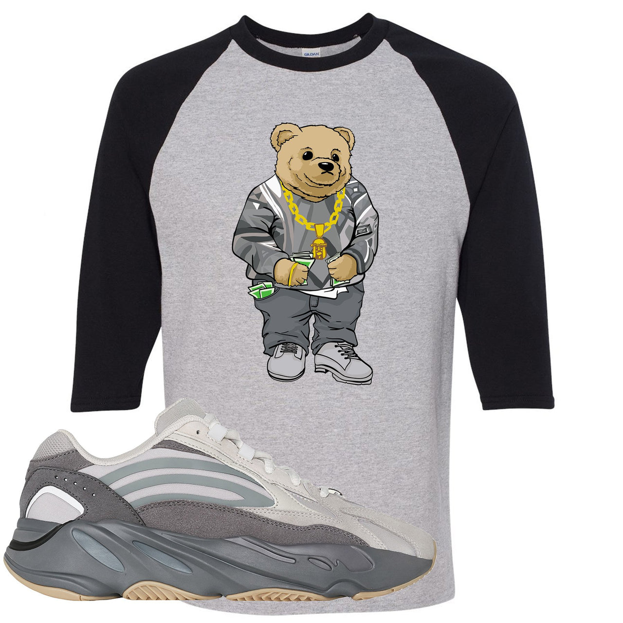 Tephra v2 700s Raglan T Shirt | Sweater Bear, Sports Gray and Black