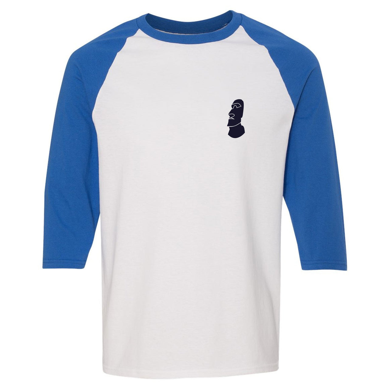 Squid K5s Raglan T Shirt | Easter Island Head, White and Blue