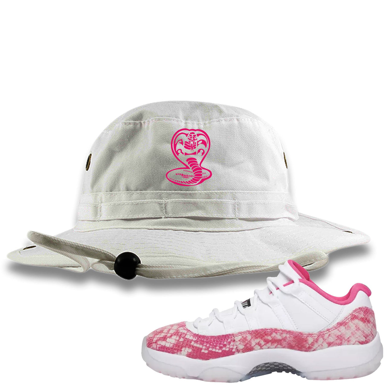 Pink Snakeskin WMNS Low 11s Bucket Hat | Cobra Snake, White