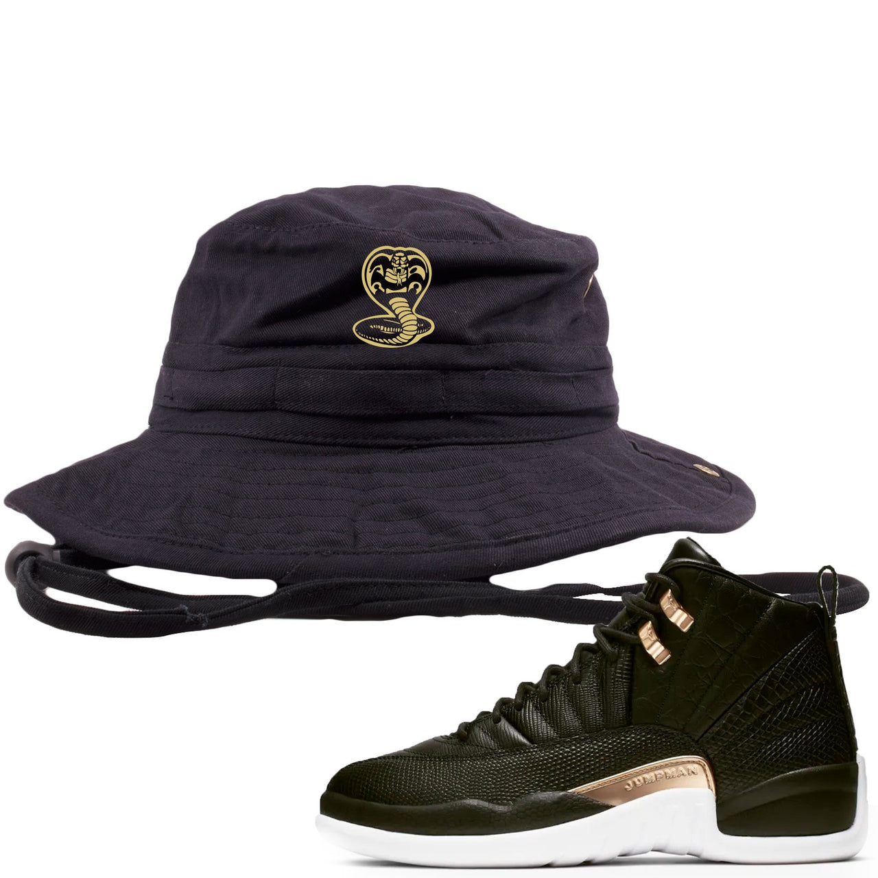 Reptile WMNS 12s Bucket Hat | Cobra Snake, Black