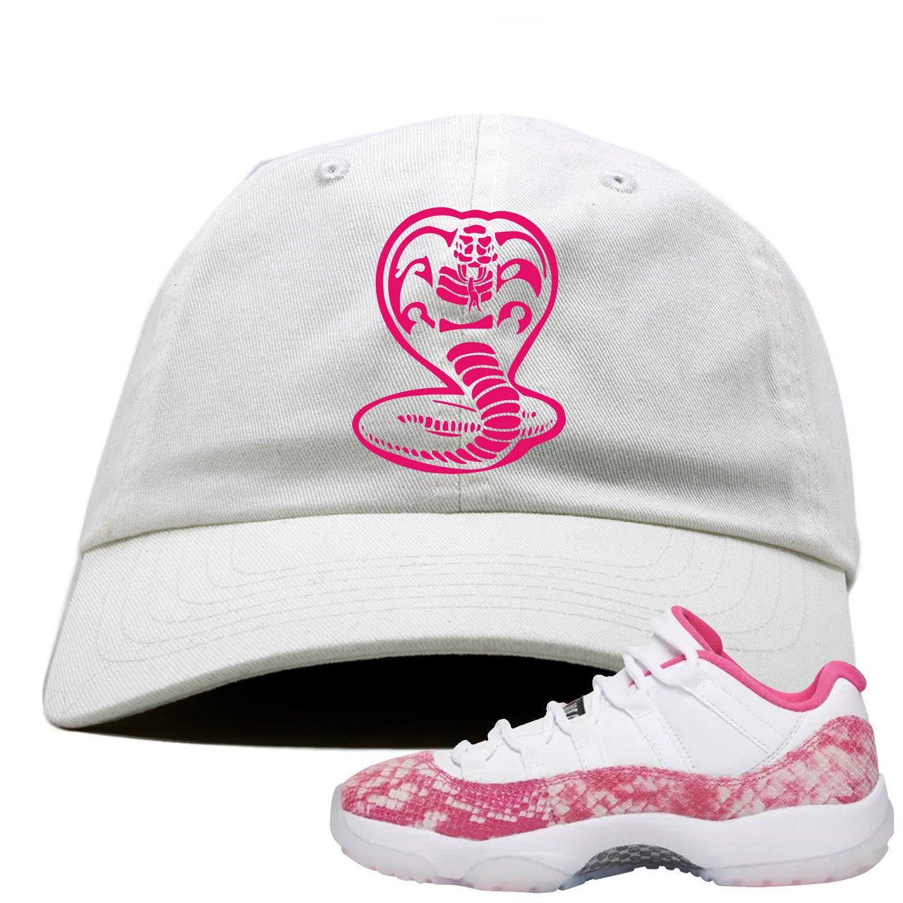 Pink Snakeskin WMNS Low 11s Dad Hat | Cobra Snake, White