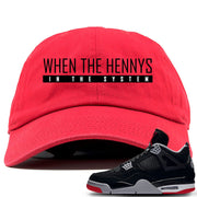 This red and black dad hat will match great with your Air Jordan 4 Bred shoes