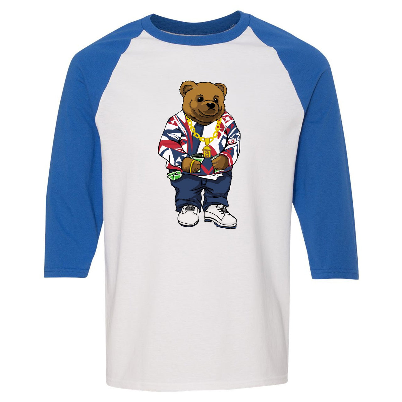 USA One Foams Raglan T Shirt | Sweater Bear, White and Blue