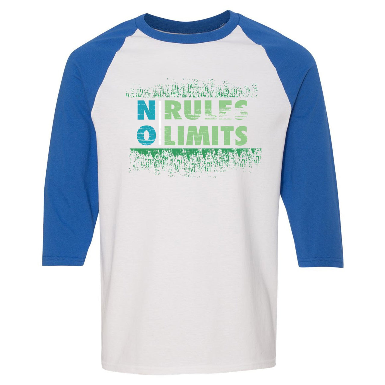 Hyper Jade React 270s Raglan T Shirt | No Rules No Limit, White and Blue