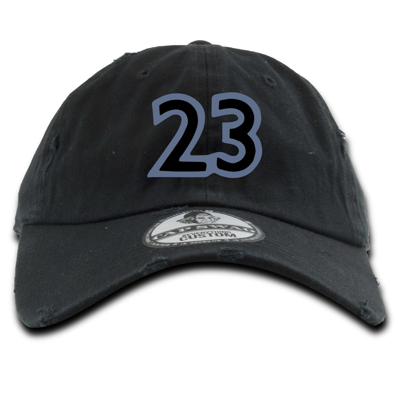 Cap and Gown 13s Distressed Dad Hat | 23, Black
