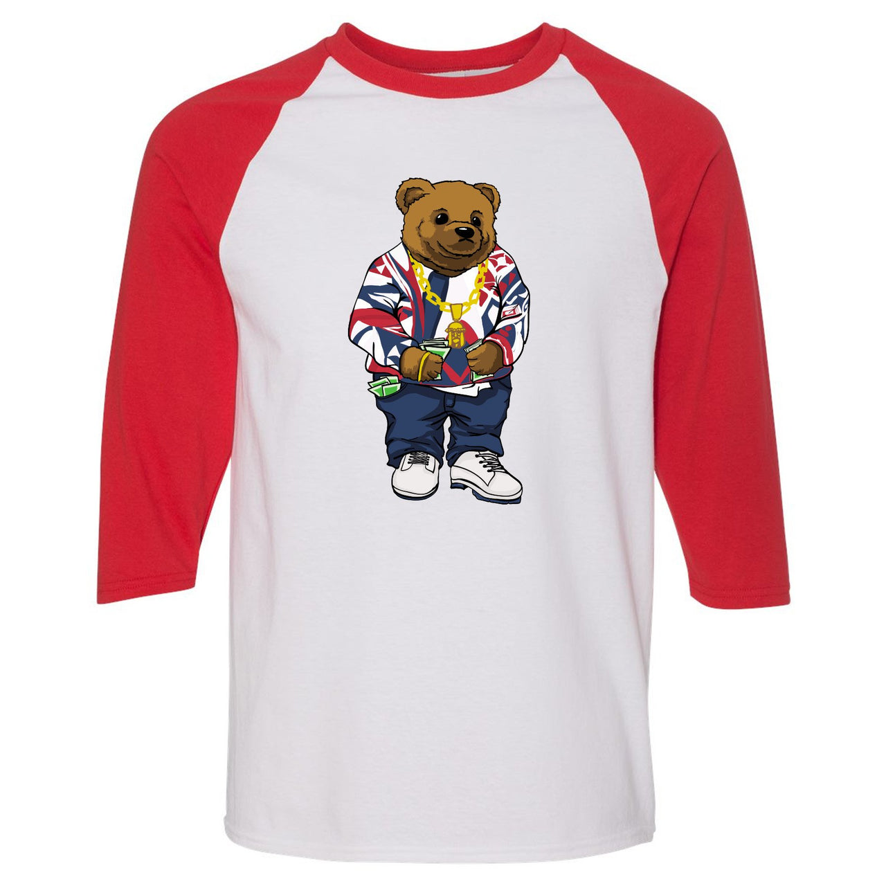 USA One Foams Raglan T Shirt | Sweater Bear, White and Red