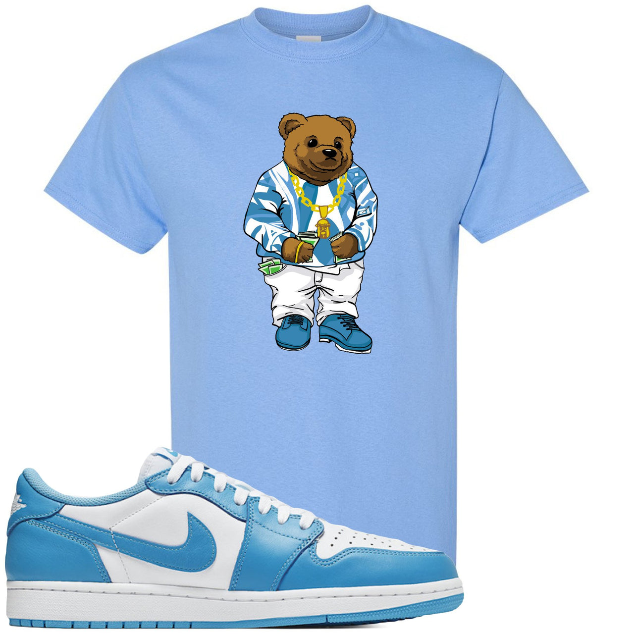 UNC Low 1s T Shirt | Sweater Bear, Light Blue