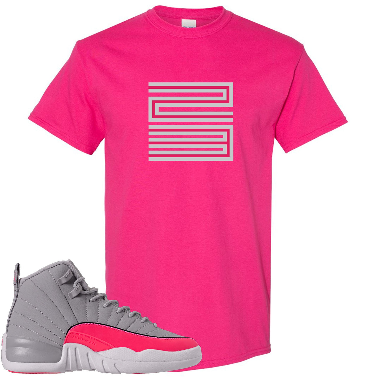 Grey Pink 12s T Shirt | 23, Heliconia