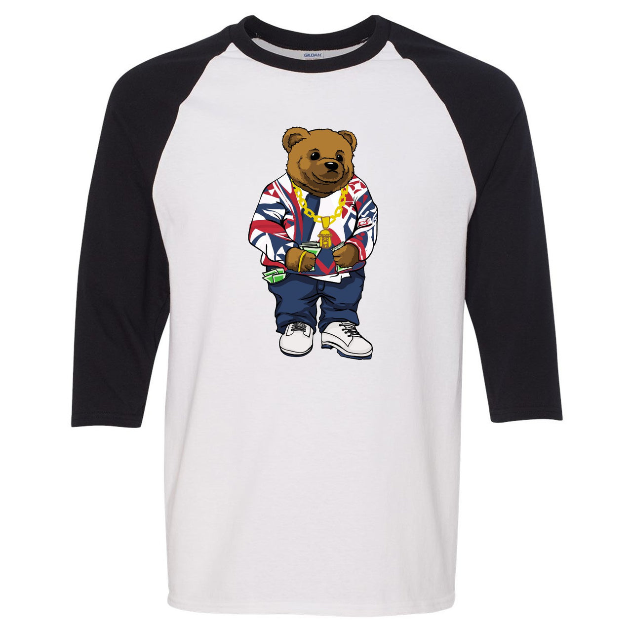 USA One Foams Raglan T Shirt | Sweater Bear, White and Black