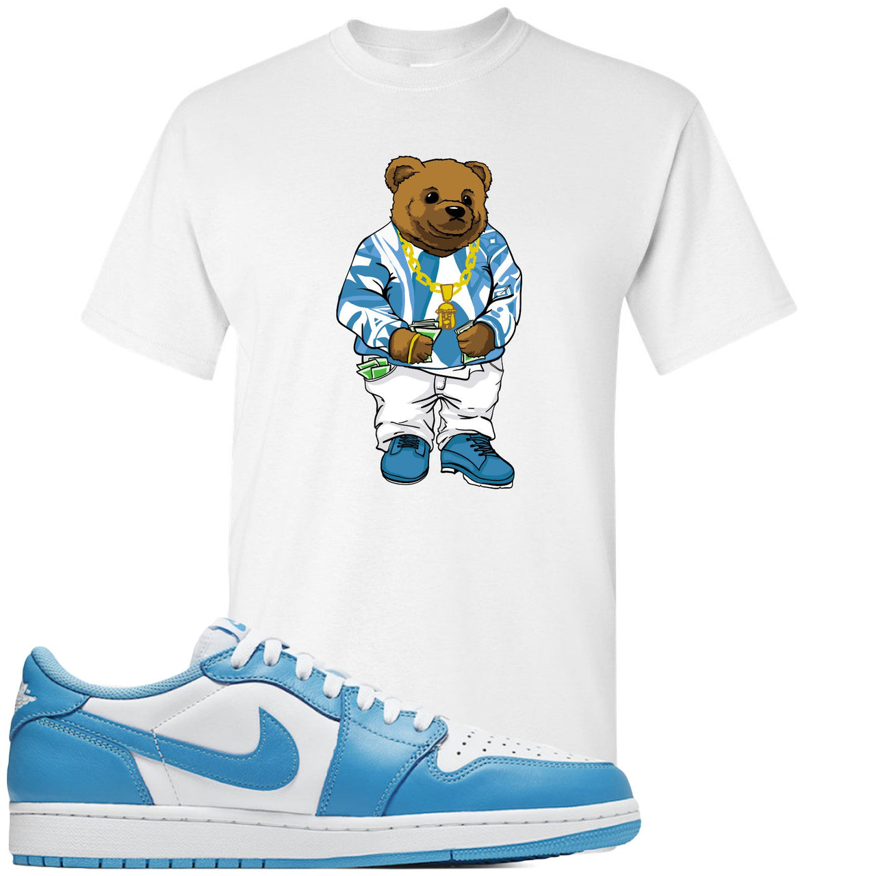 UNC Low 1s T Shirt | Sweater Bear, White