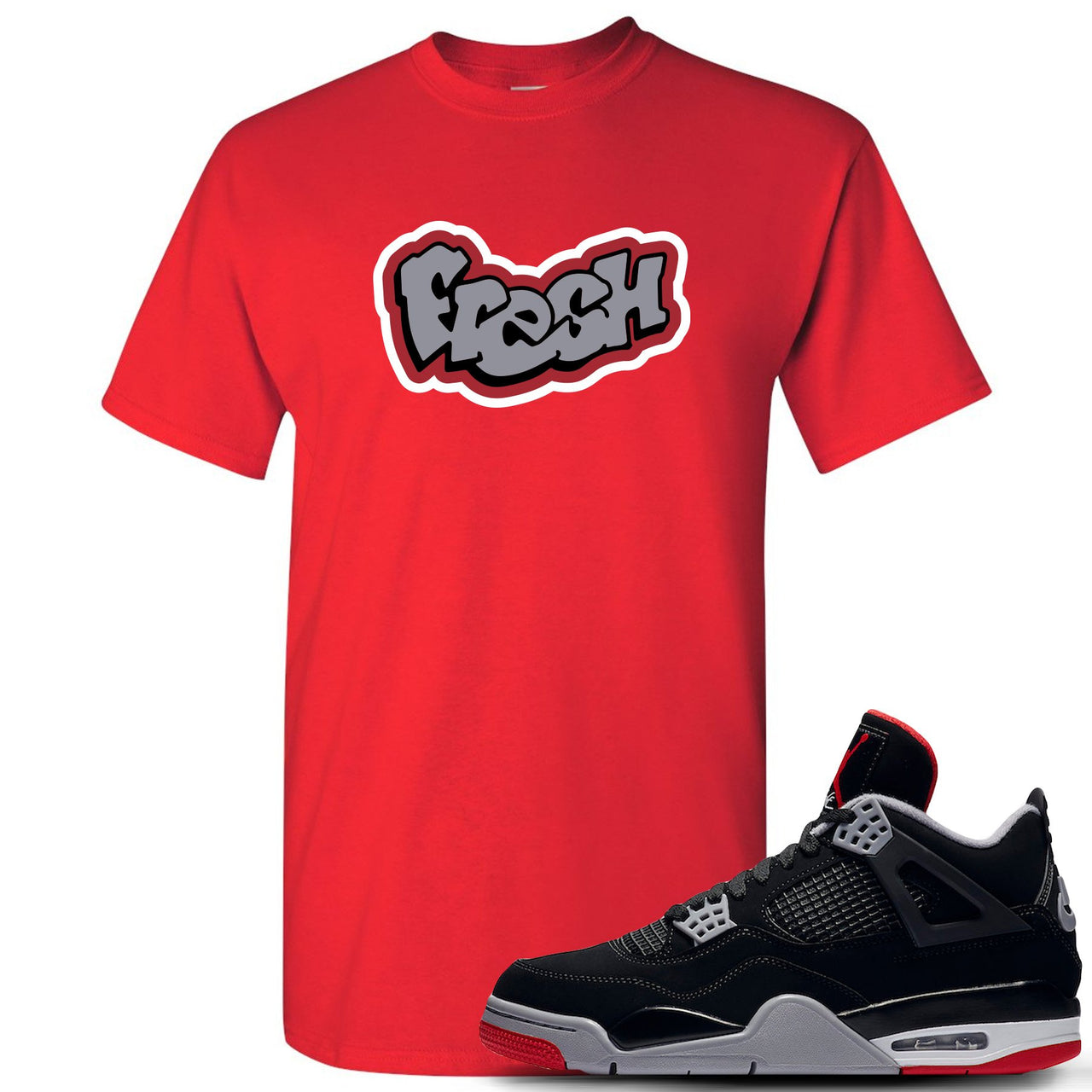 This red and grey t-shirt will match great with your Air Max Jordan 4 Bred shoes