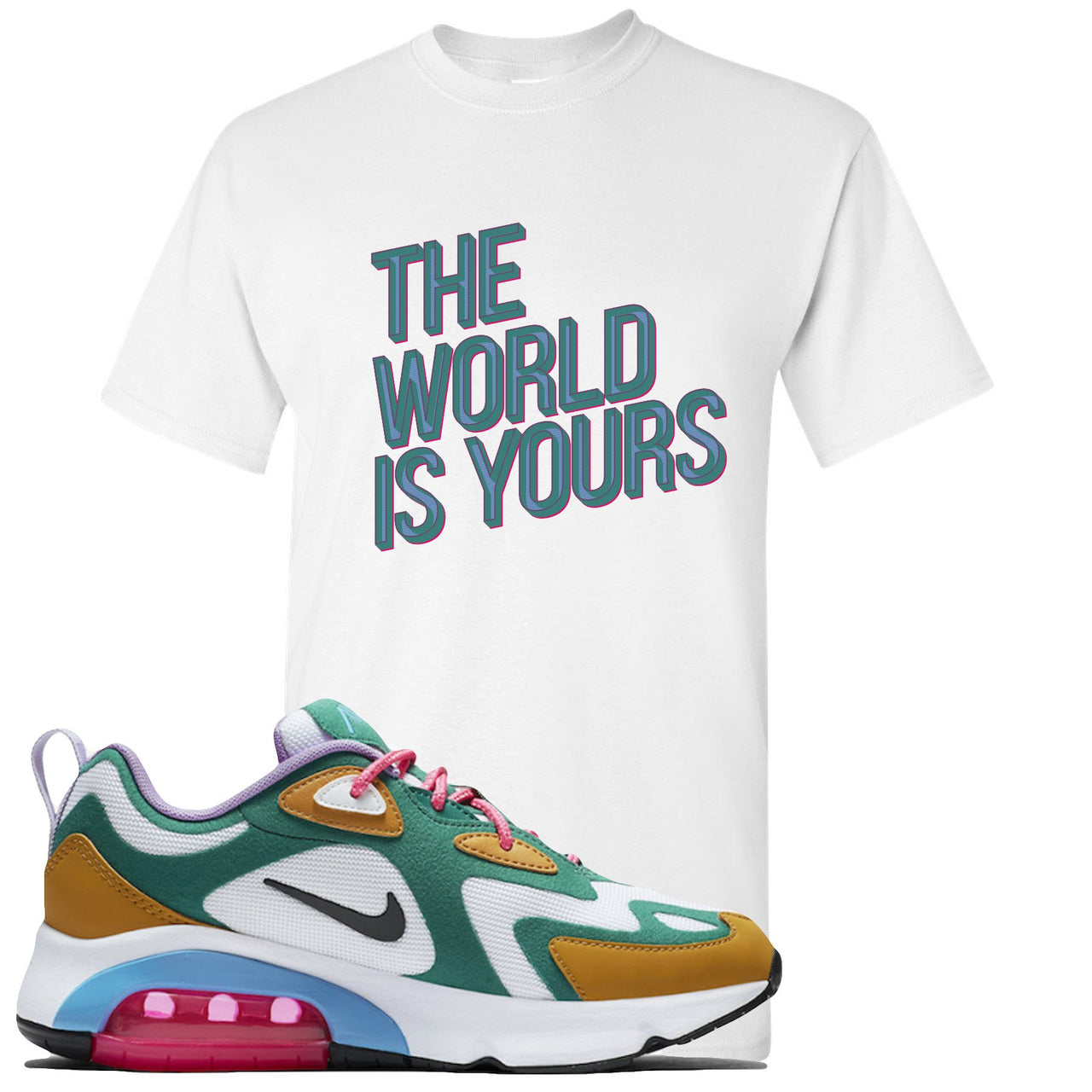 Mystic Green 200s T Shirt | The World Is Yours, White