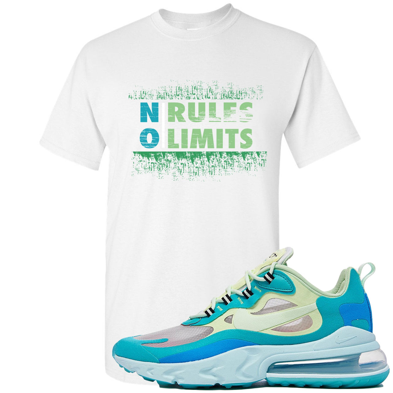 Hyper Jade React 270s T Shirt | No Rules No Limit, White