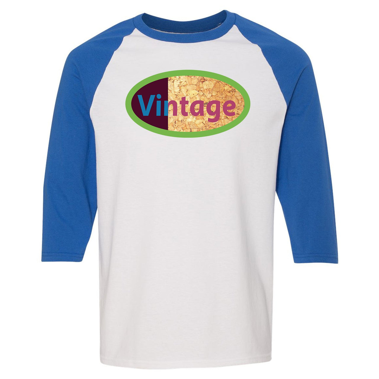 OBJ 720s Raglan T Shirt | Vintage Logo, White and Blue