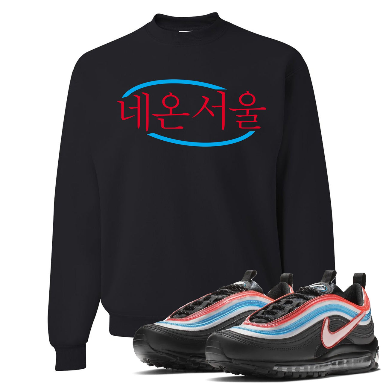 Neon Seoul 97s Sweater | Seoul in Korean, Black