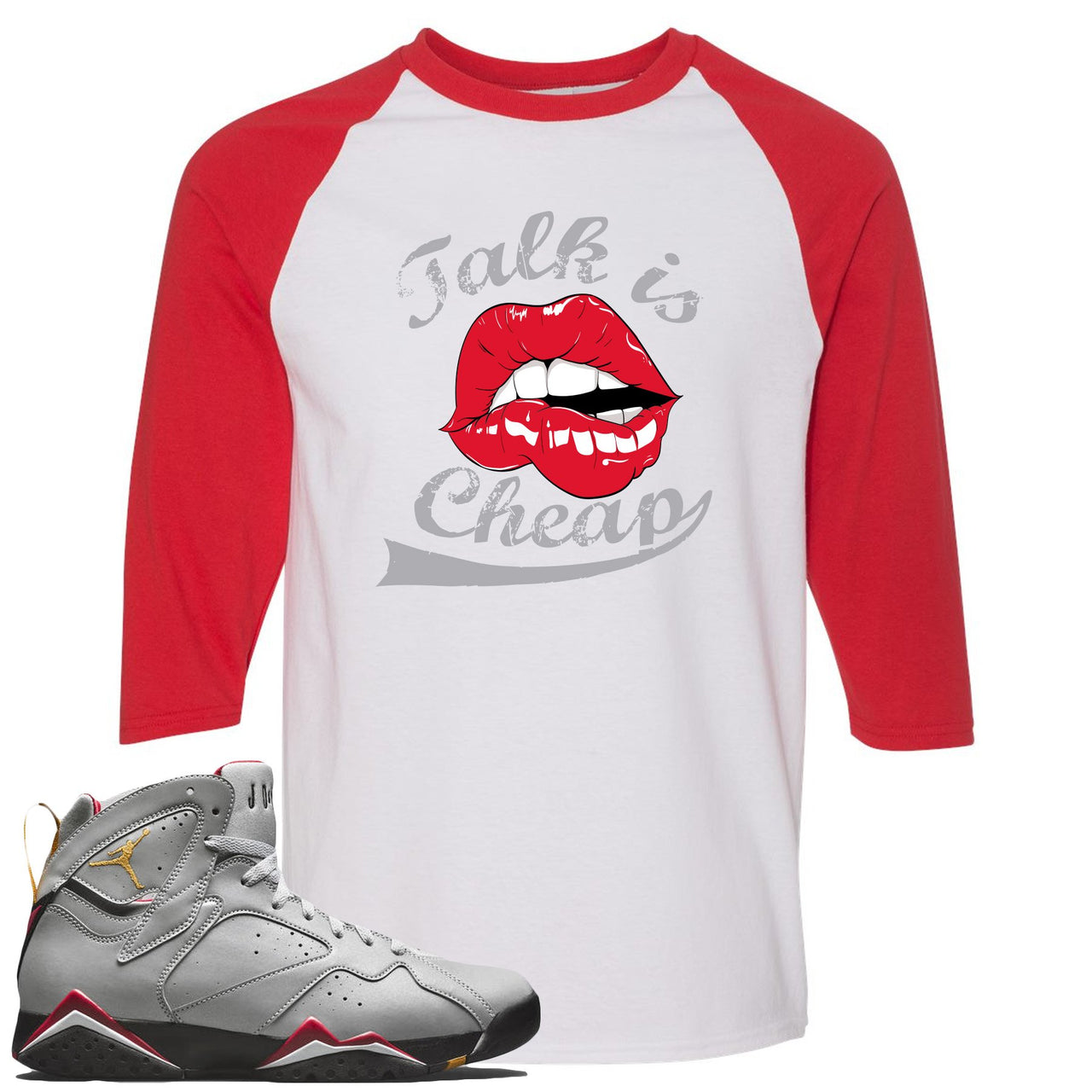 Reflections of a Champion 7s Raglan T Shirt | Talking Lips, White and Red
