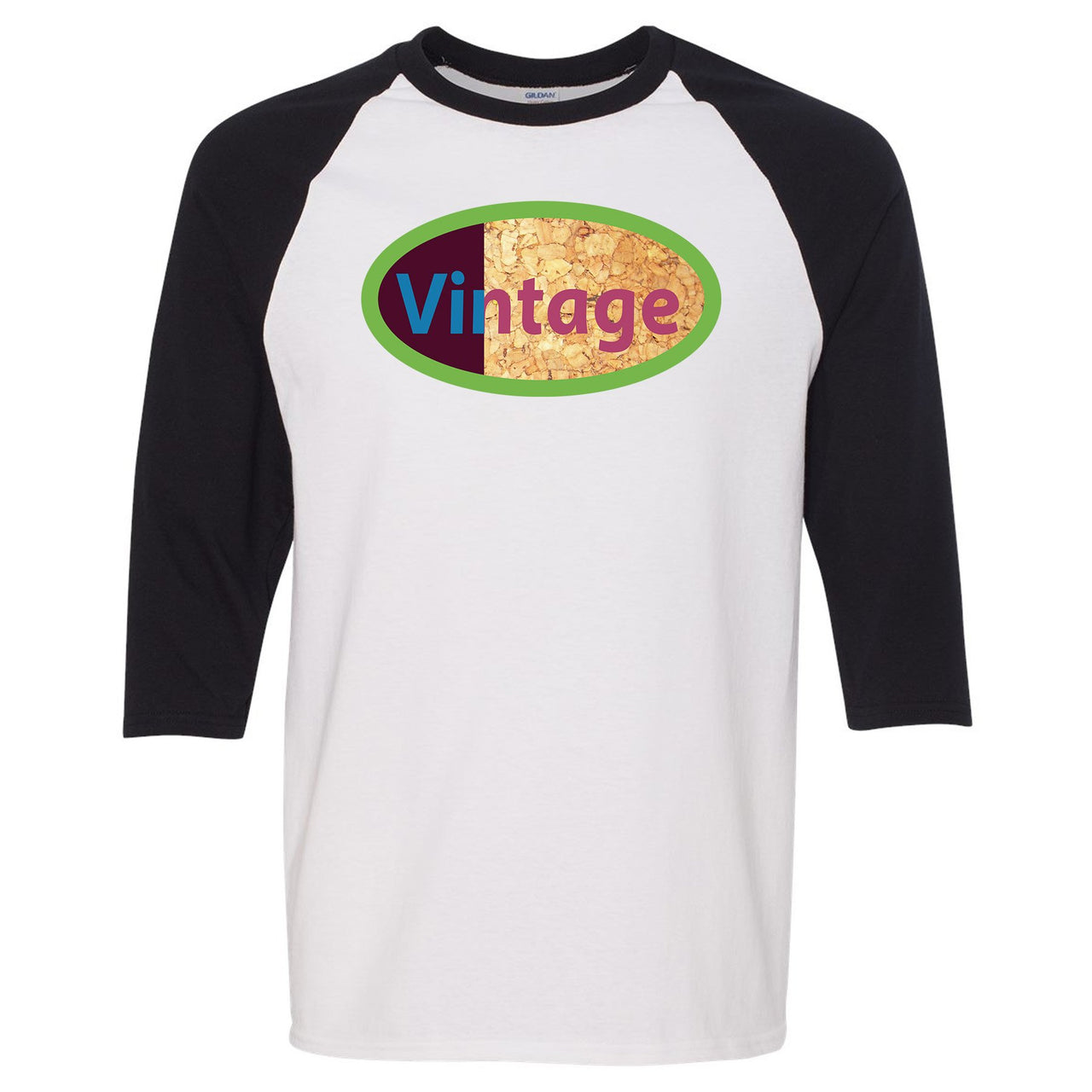 OBJ 720s Raglan T Shirt | Vintage Logo, White and Black