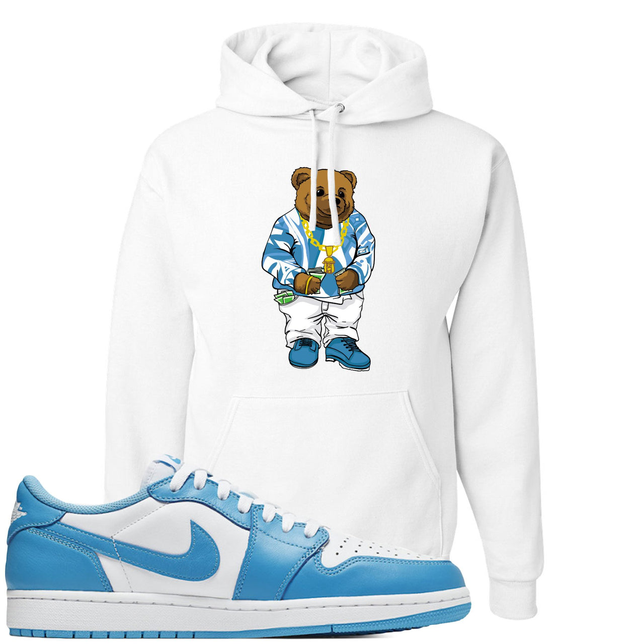 UNC Low 1s Hoodie | Sweater Bear, White