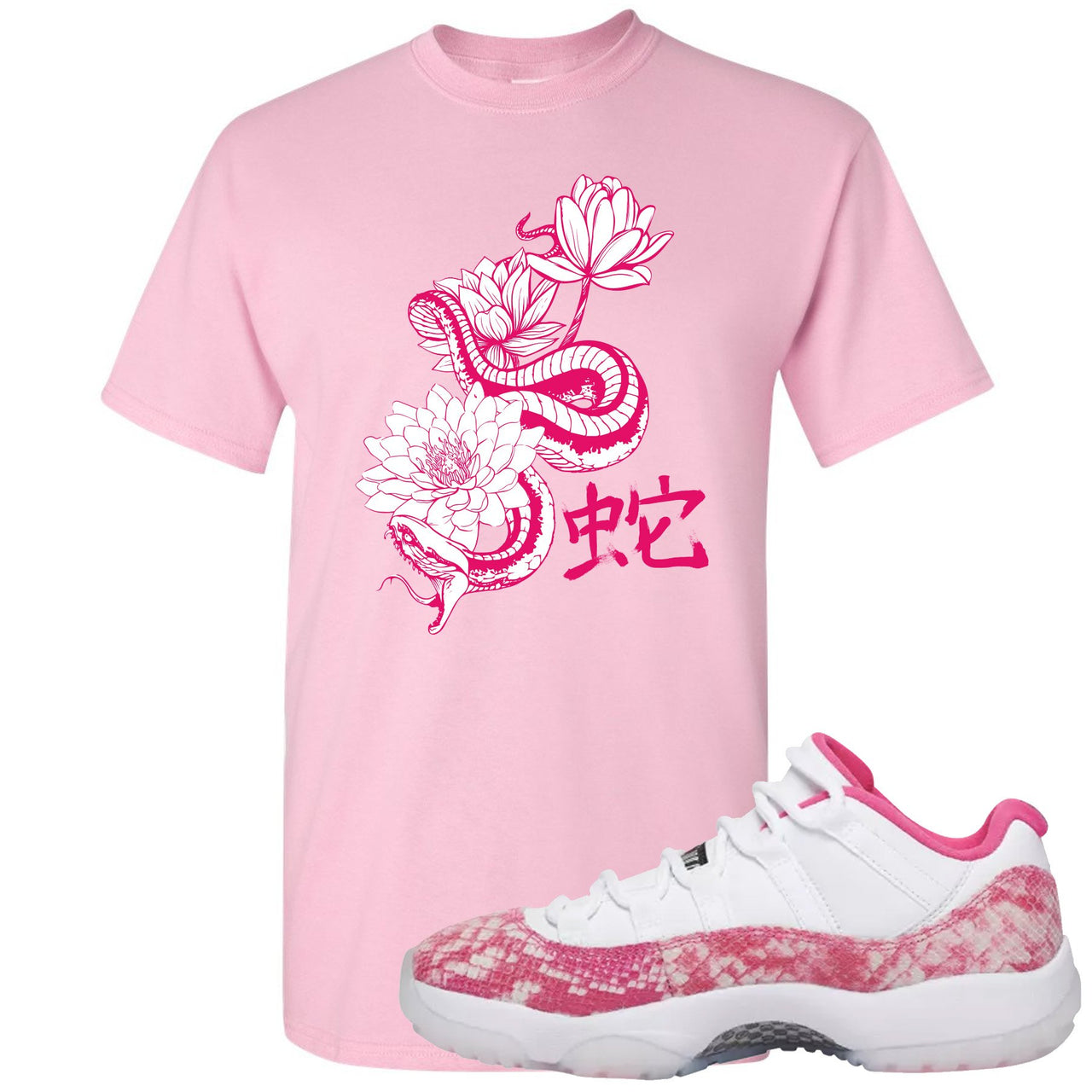 Pink Snakeskin WMNS Low 11s T Shirt | Snake and Lotus, Light Pink