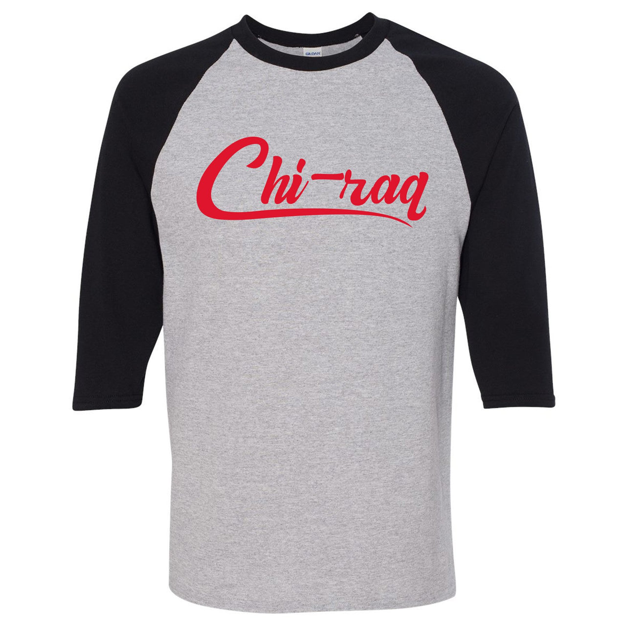 Reflections of a Champion 8s Raglan T Shirt | Chiraq Script, Sports Gray and Black
