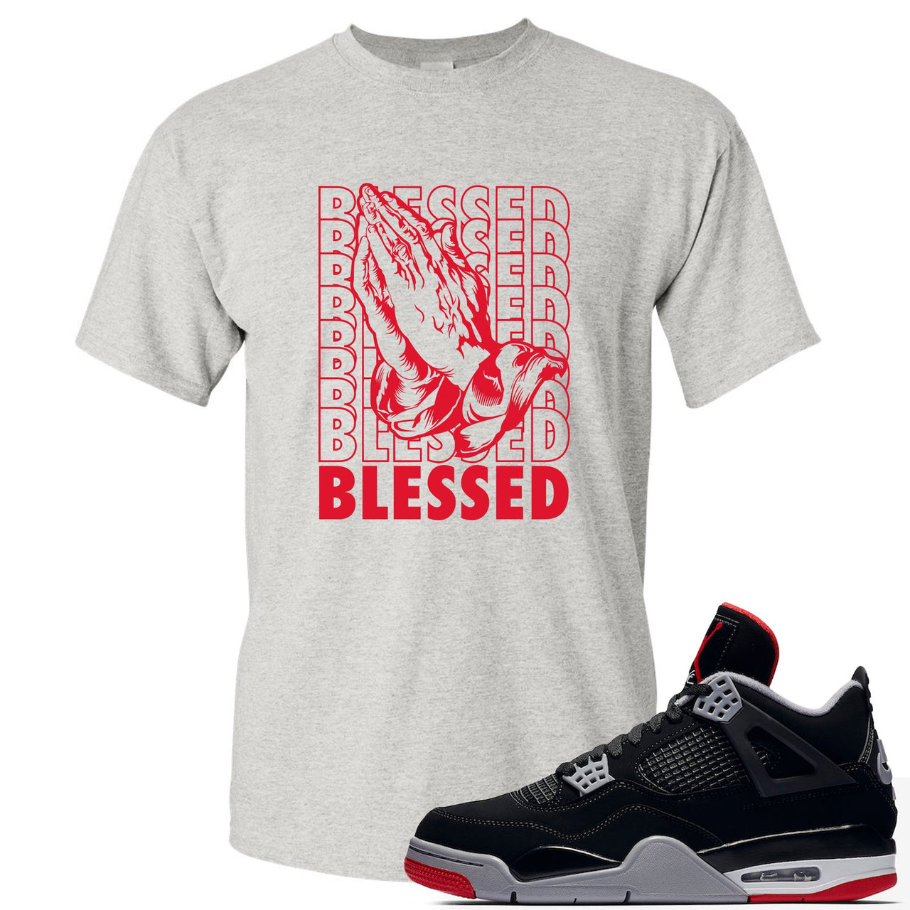 This white and red t-shirt will match great with your Air Jordan 4 Bred shoes