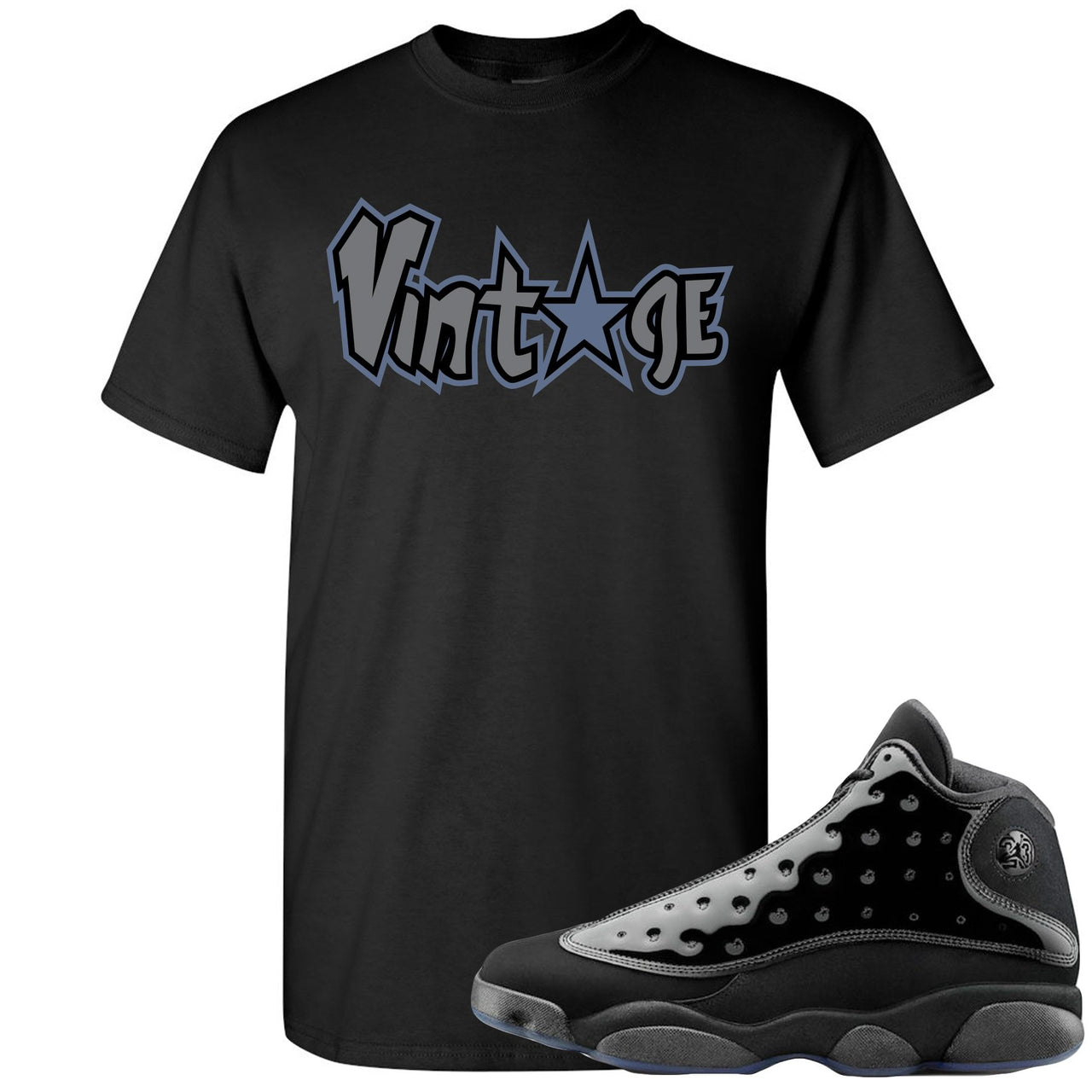 Cap and Gown 13s T Shirt | Vintage Star Logo, Black
