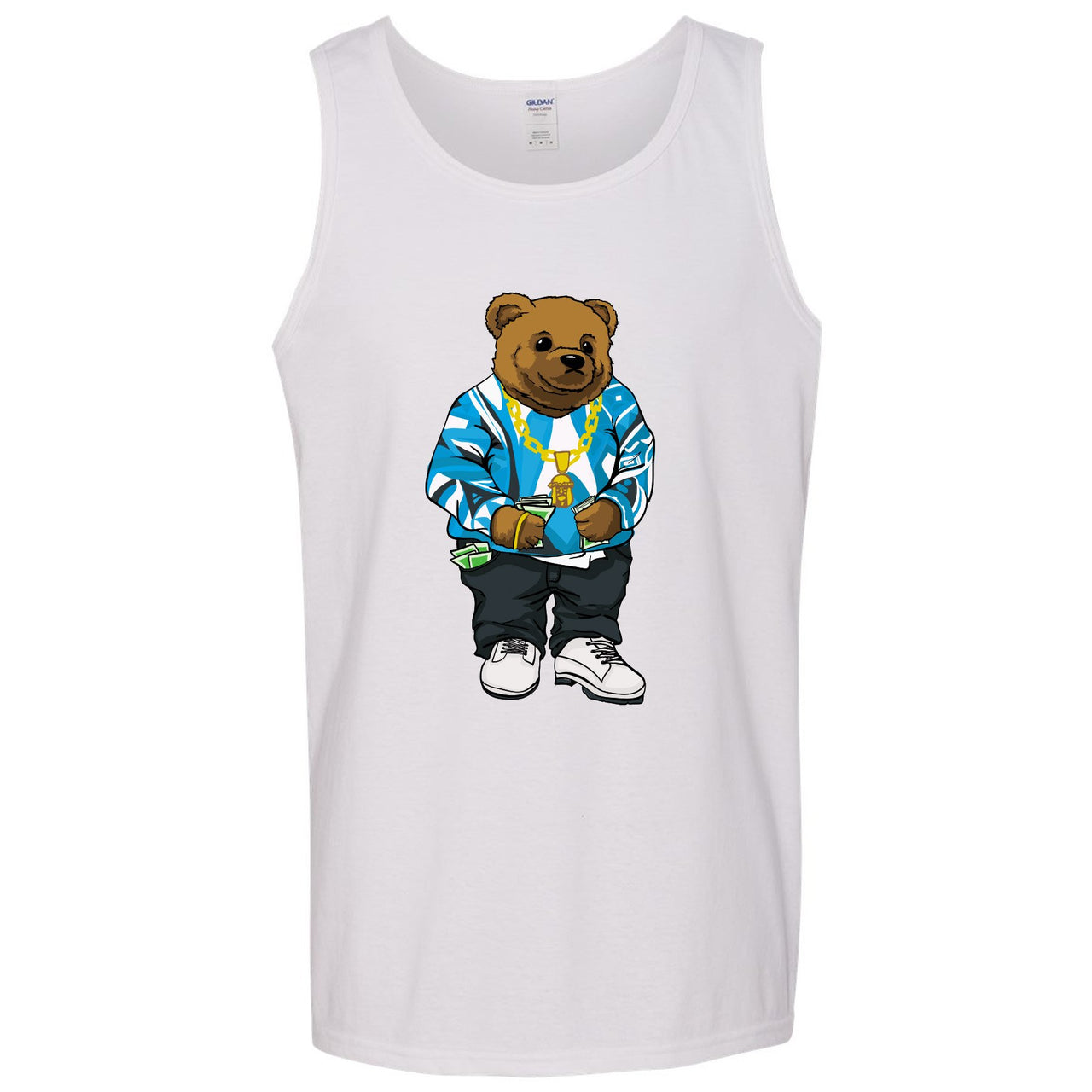 University Blue Blazers Mens Tank Top | Sweater Bear, White