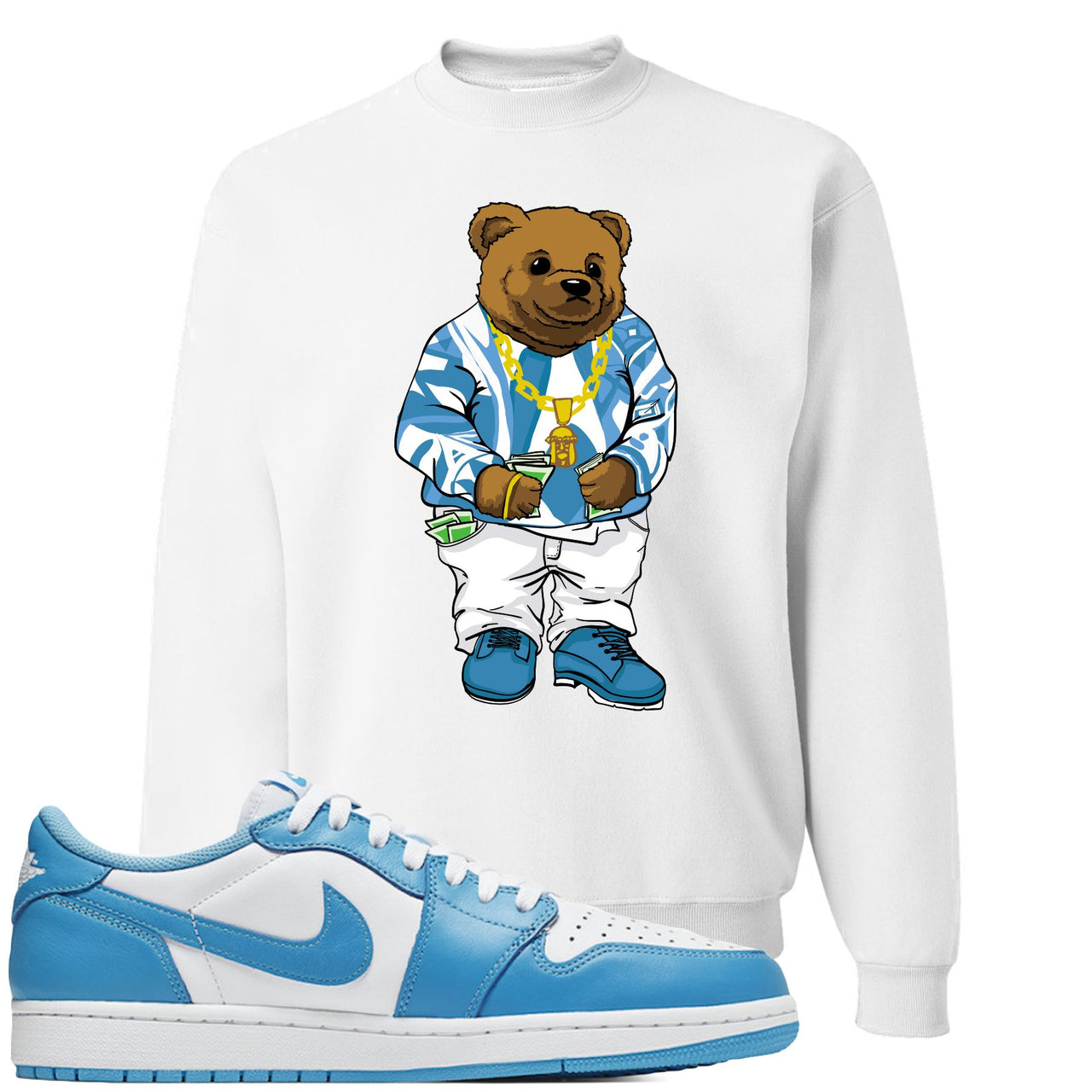 UNC Low 1s Sweater | Sweater Bear, White