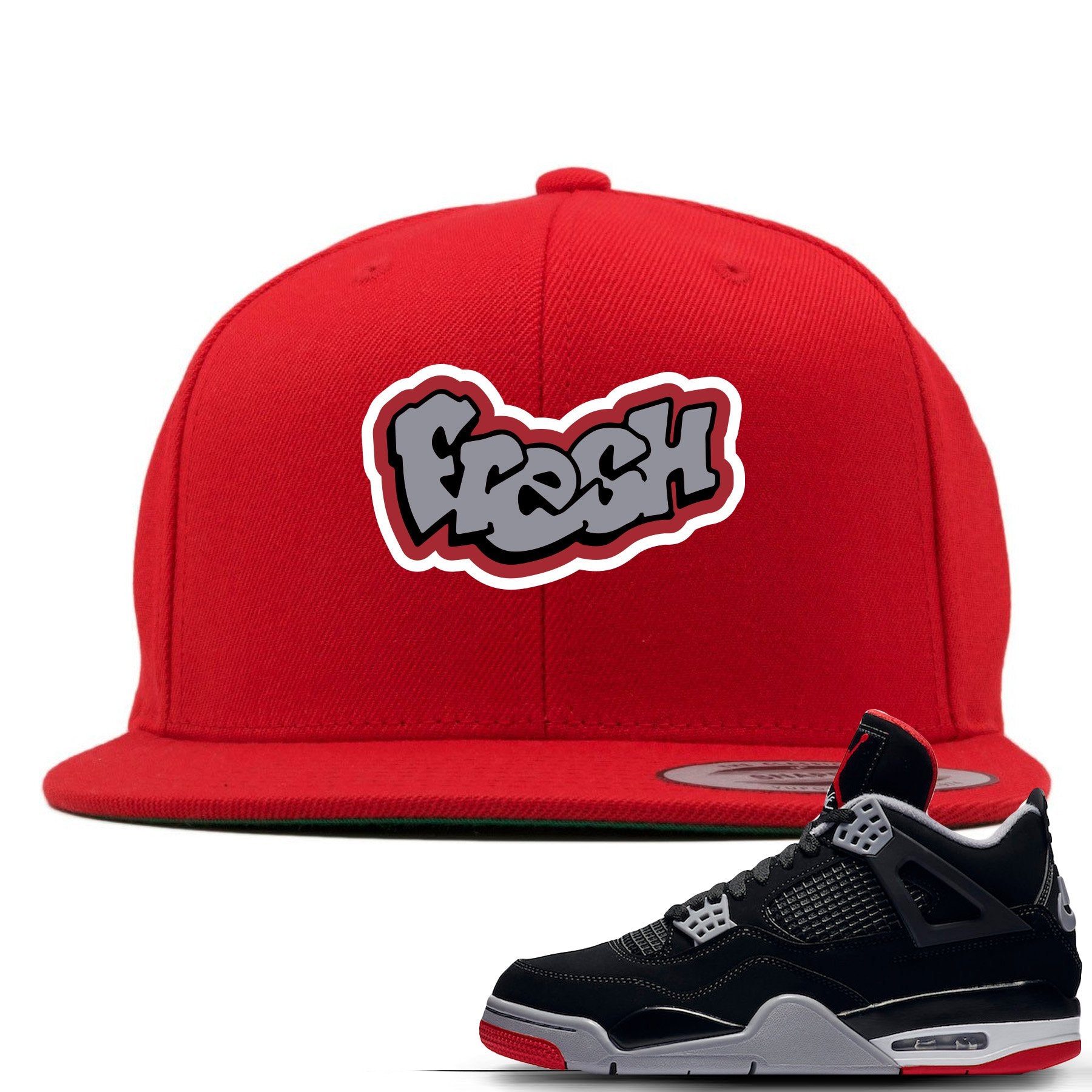 This red and grey snapback will match great with your Air Jordan 4 Bred shoes
