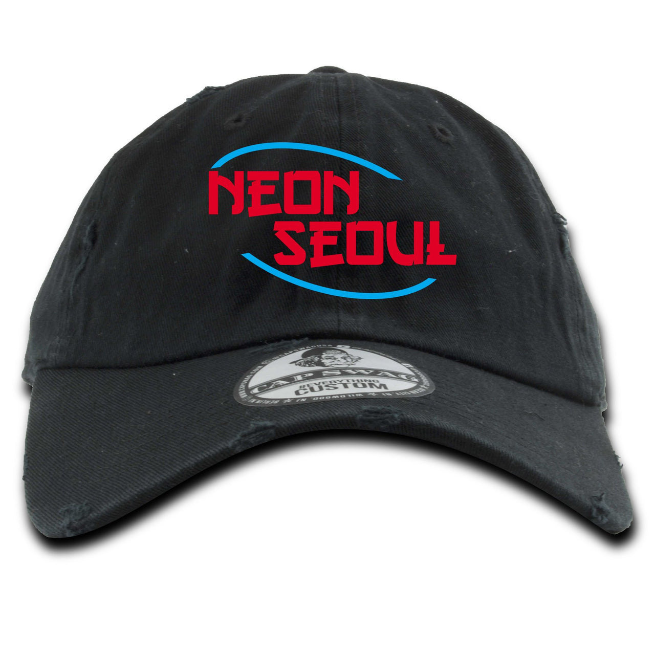 Neon Seoul 97s Distressed Dad Hat | Seoul in English, Black