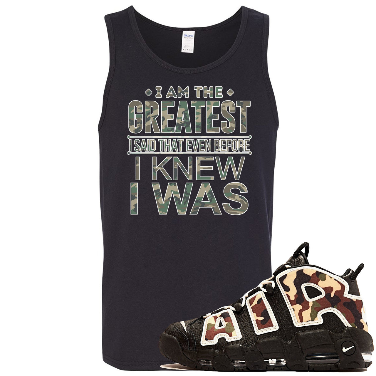 Camo Uptempos Mens Tank Top | I Am The Greatest I Said That Even Before I Knew I Was, Black