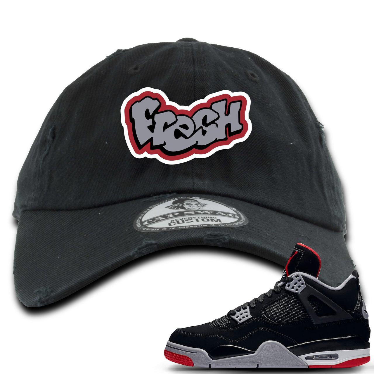 This black and grey dad hat will match great with you Air Jordan 4 Bred shoes