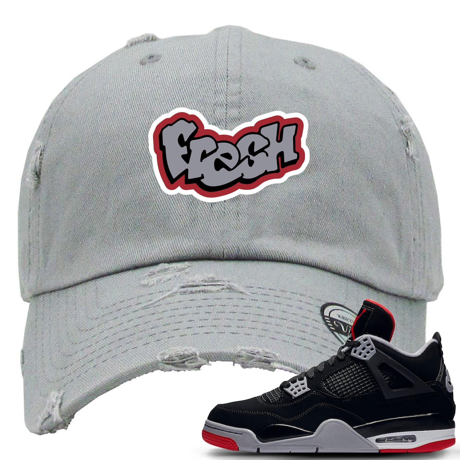 This grey dad hat will match great with your Air Jordan 4 Bred shoes