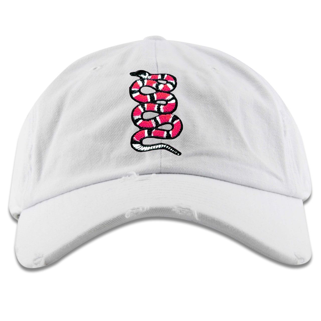 Pink Snakeskin WMNS Low 11s Distressed Dad Hat | Coiled Snake, White