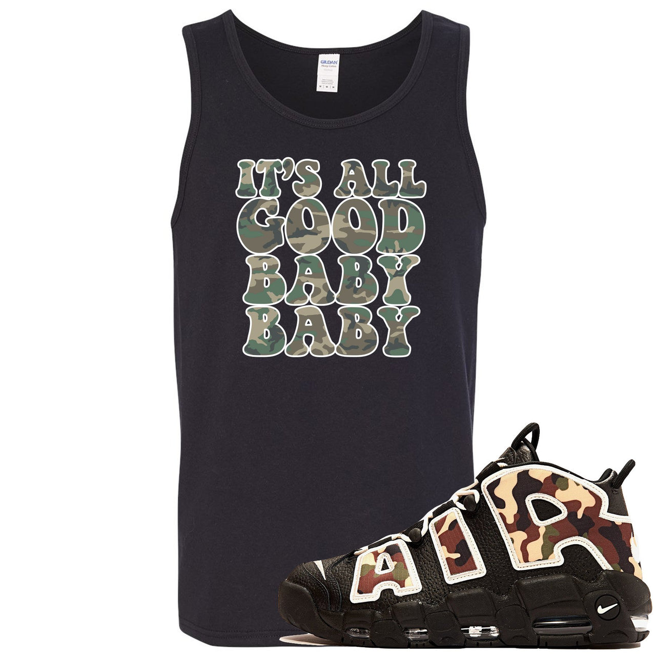 Camo Uptempos Mens Tank Top | It's All Good Baby Baby, Black