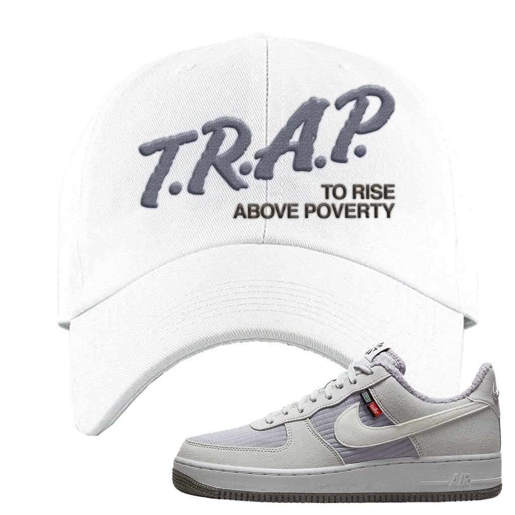 Toasty Low 1s Dad Hat | Trap To Rise Above Poverty, White