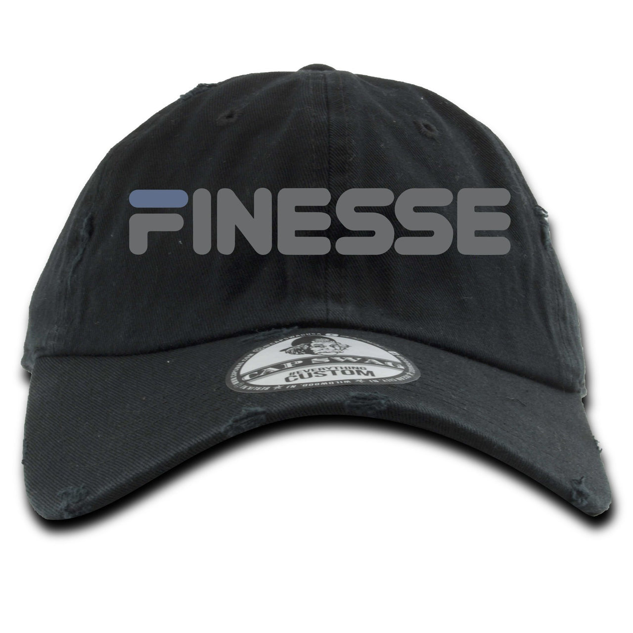 Cap and Gown 13s Distressed Dad Hat | Finesse, Black