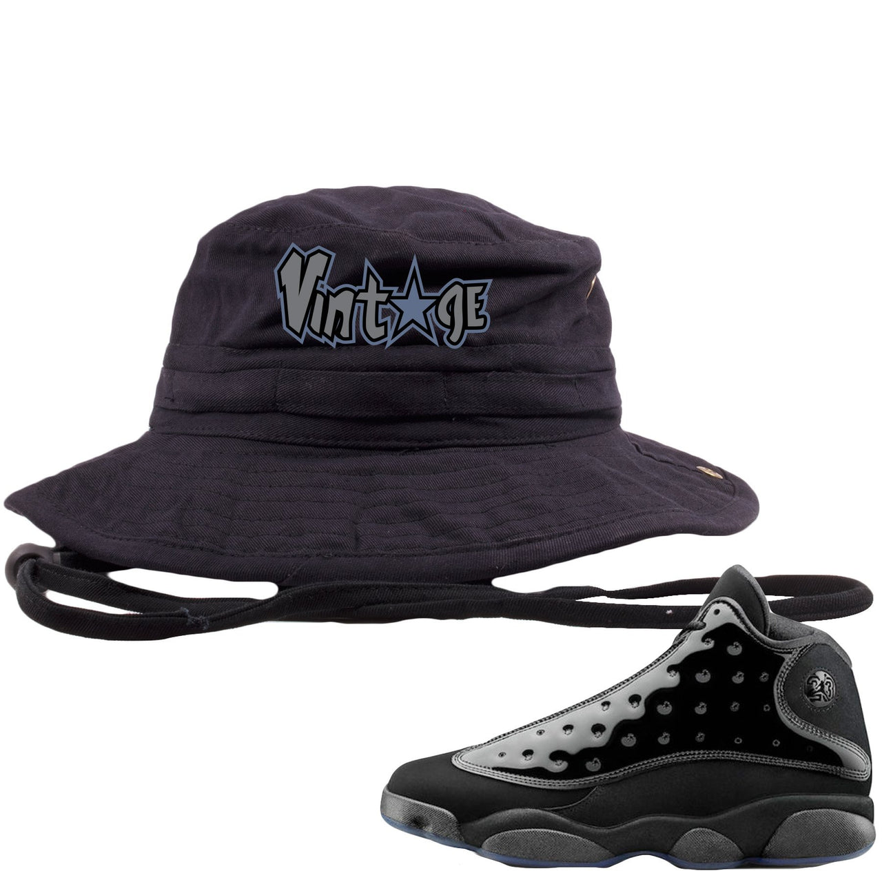 Cap and Gown 13s Bucket Hat | Vintage Star Logo, Black