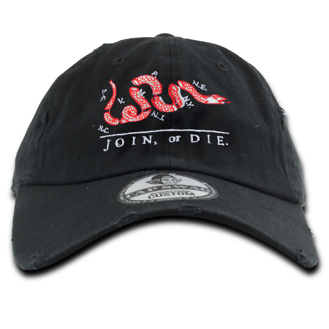 Snakeskin Foam Ones Distressed Dad Hat | Join or Die, Black