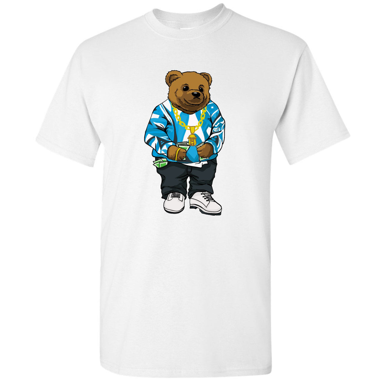 University Blue Blazers T Shirt | Sweater Bear, White