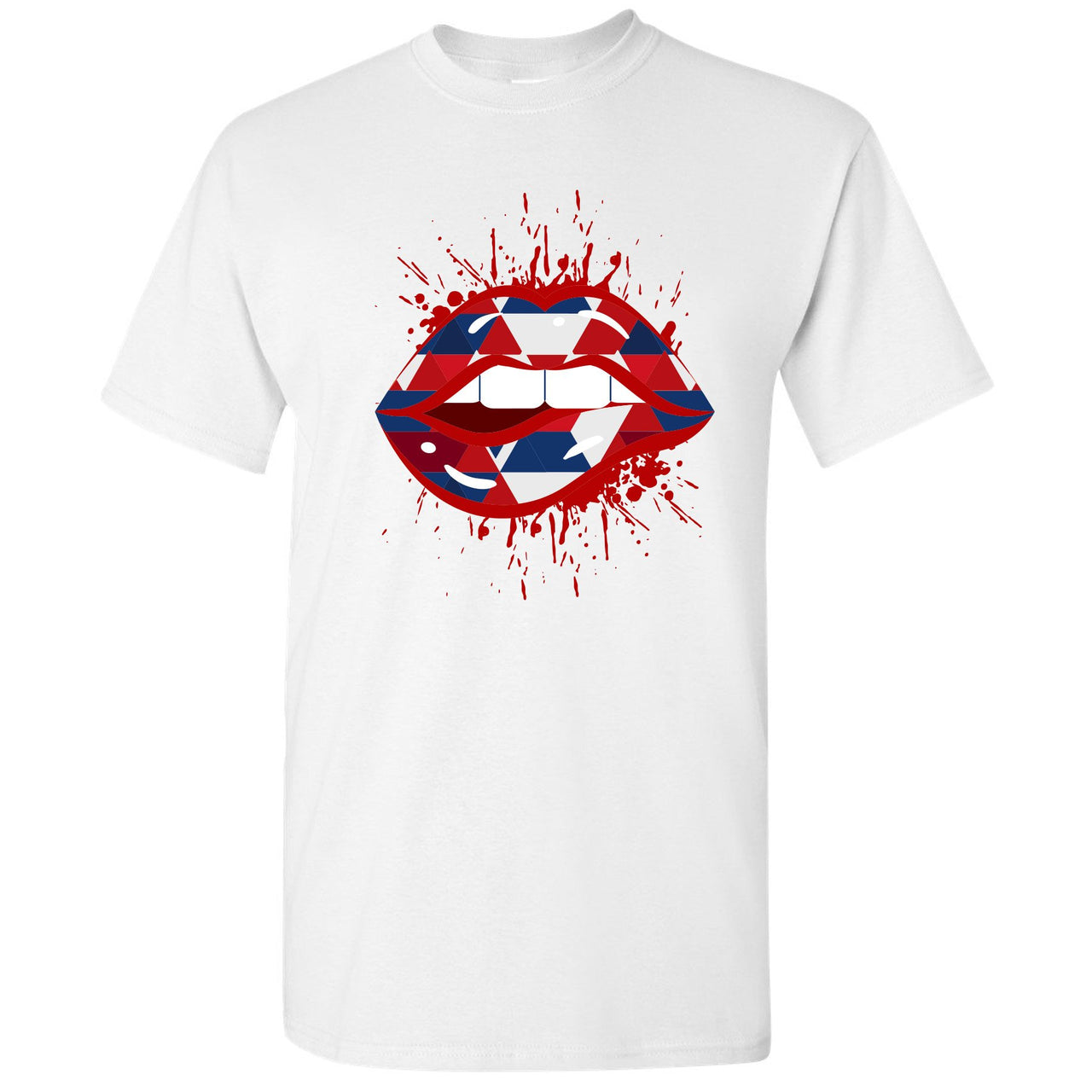 USA One Foams T Shirt | Geometric Lips Splatter, White