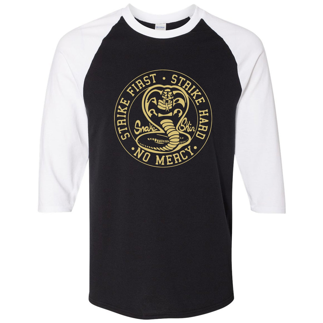 Reptile WMNS 12s Raglan T Shirt | Cobra Snake, Black and White