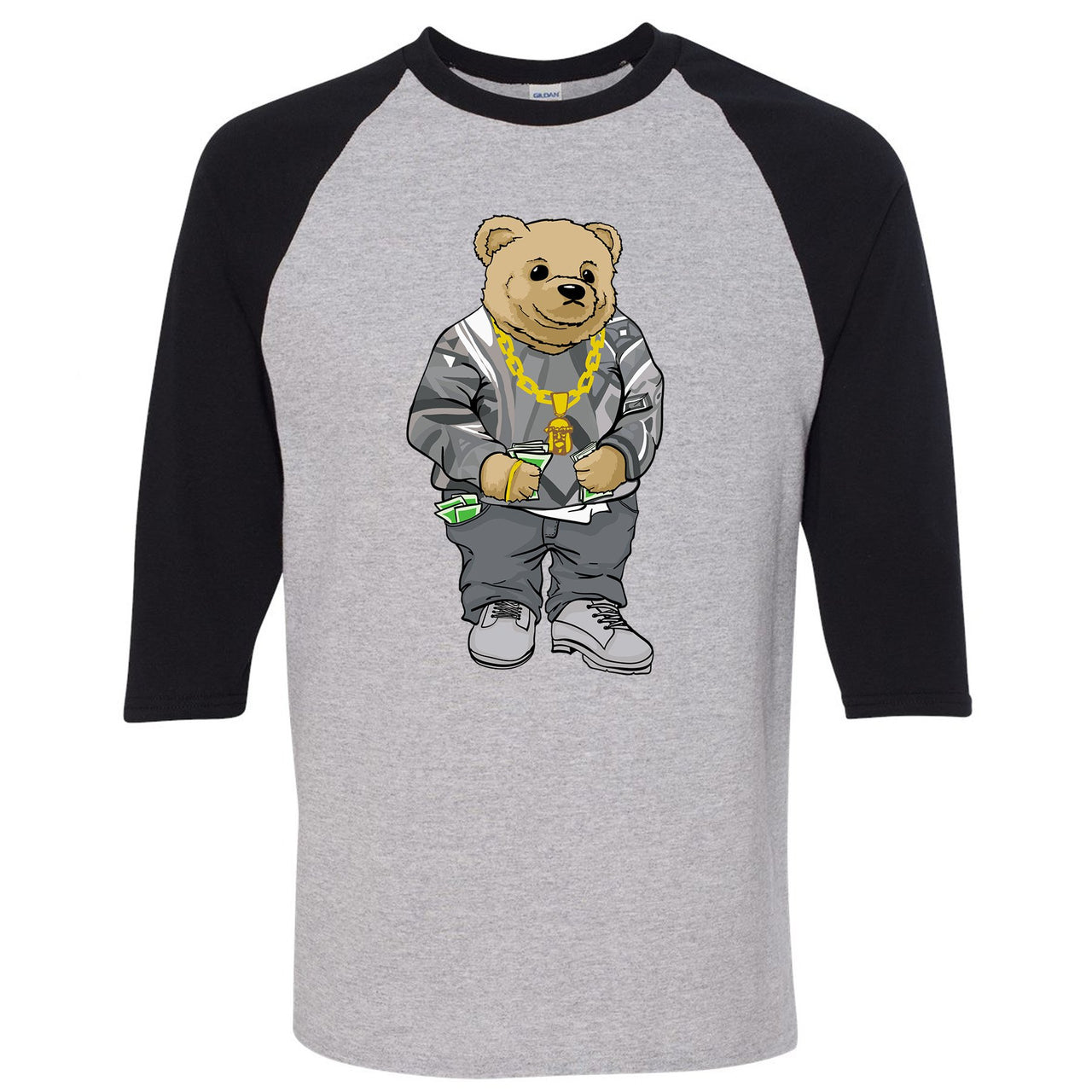 Tephra v2 700s Raglan T Shirt | Sweater Bear, Sports Gray and Black