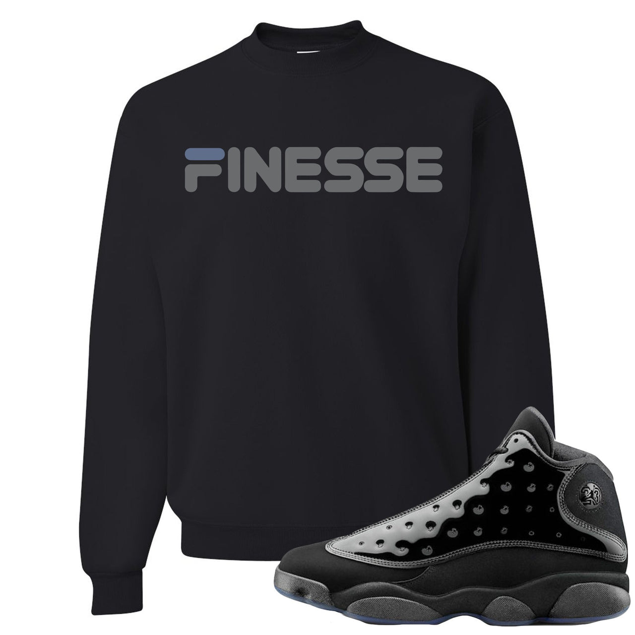 Cap and Gown 13s Crewneck Sweatshirt | Finesse, Black