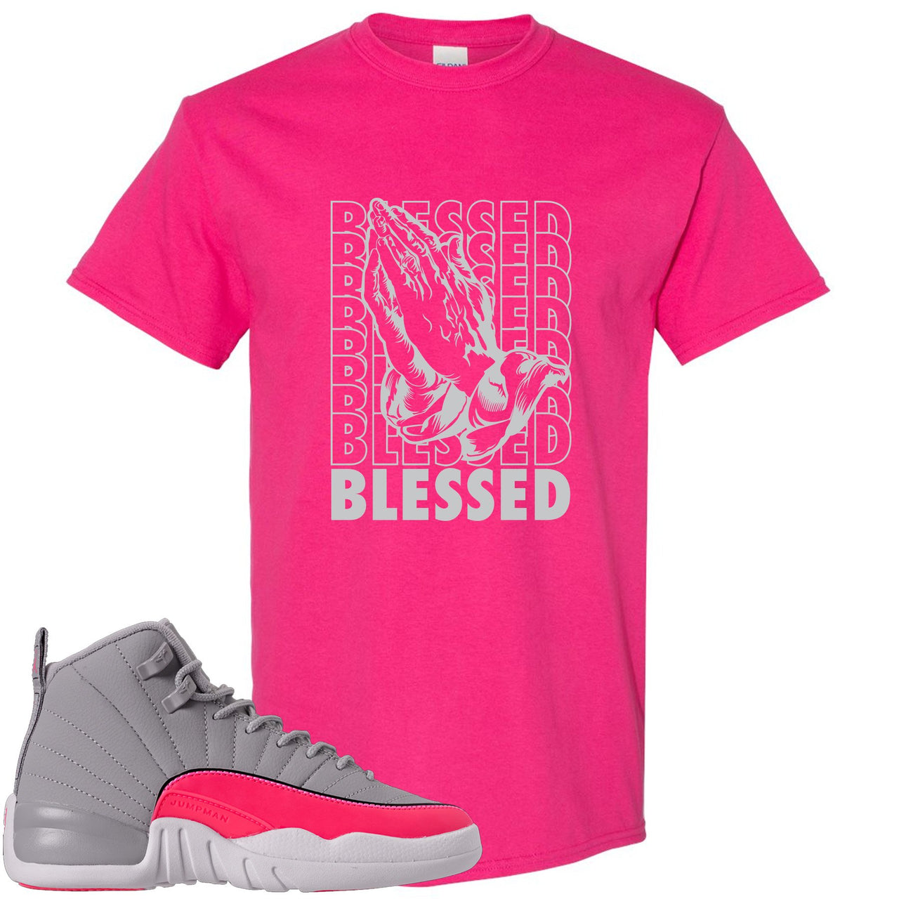 Grey Pink 12s T Shirt | Blessed, Heliconia