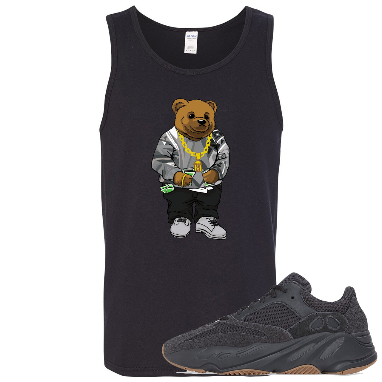 Yeezy Boost 700 Utility Black Sneaker Hook Up Sweater Bear Black Mens Tank Top