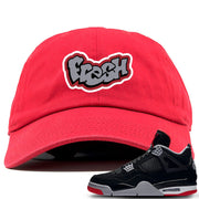 This red and grey dad hat will match great with your Air Jordan 4 Bred shoes