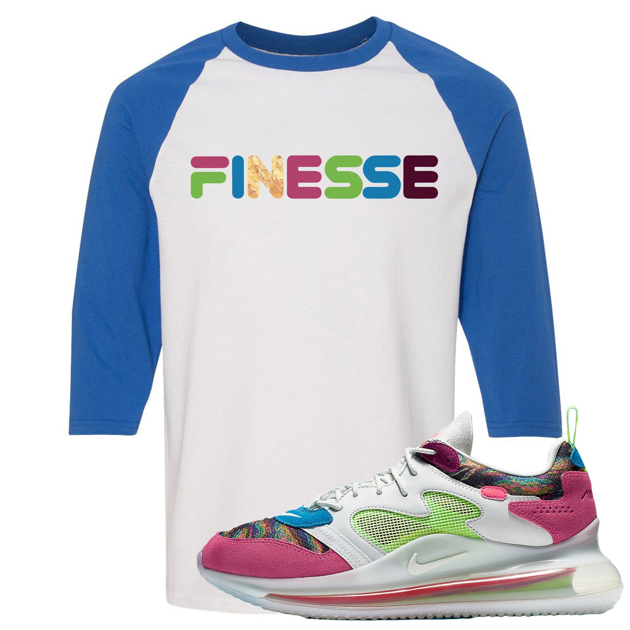 Multi Color Hyper Pink 720s Raglan T Shirt | Finesse, White and Blue